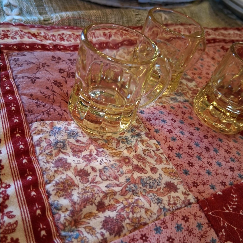 Set of mini amber shot glasses